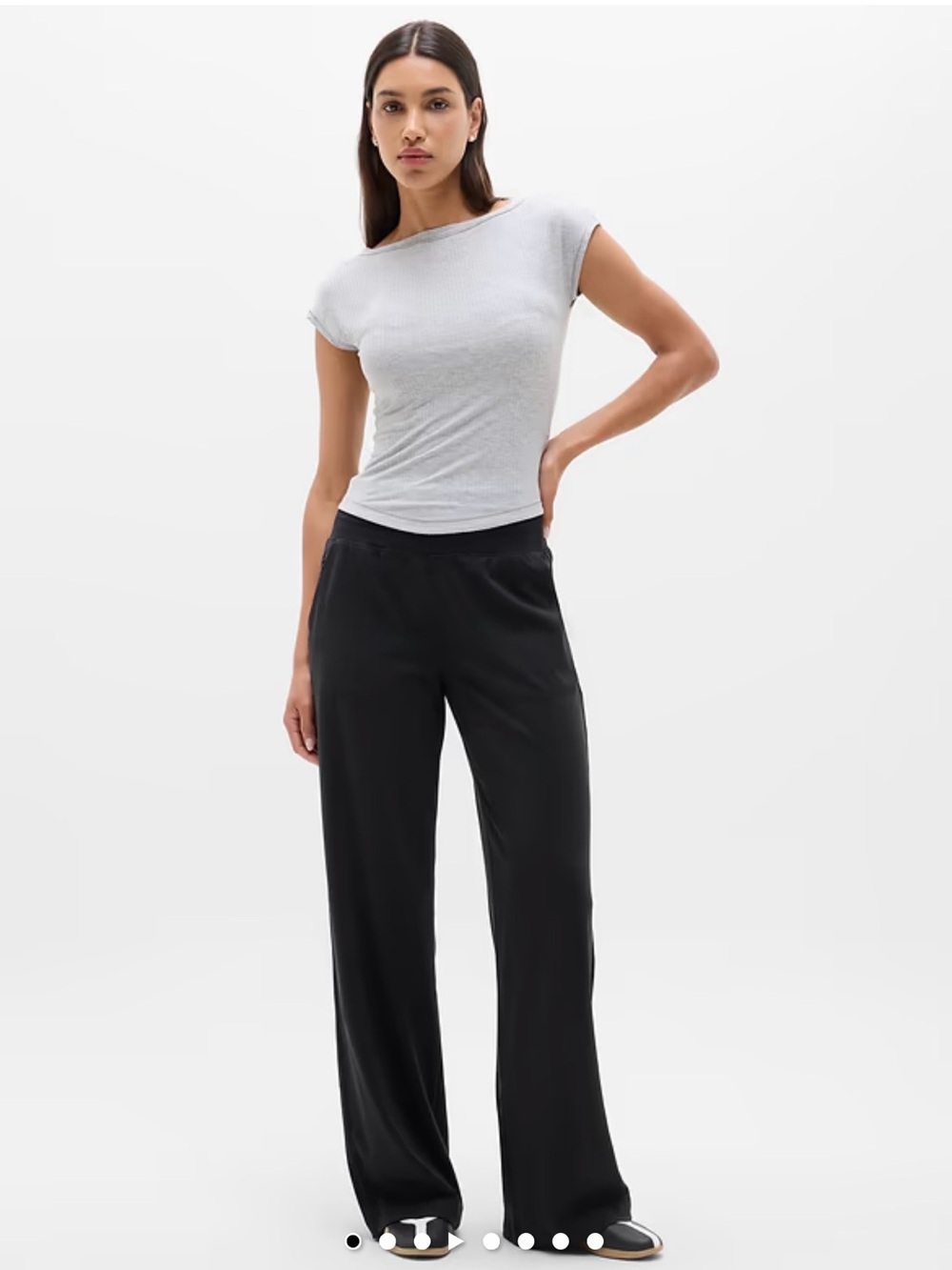 Athleta Black Wide-Leg Track Pants
